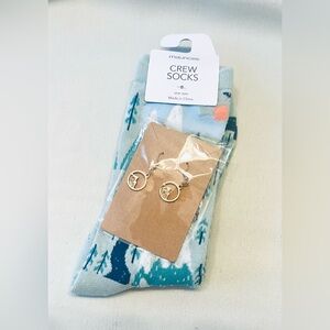 Maurices Mountain Adventure Socks & Gold-Toned Mountain Mustard Seed Earrings